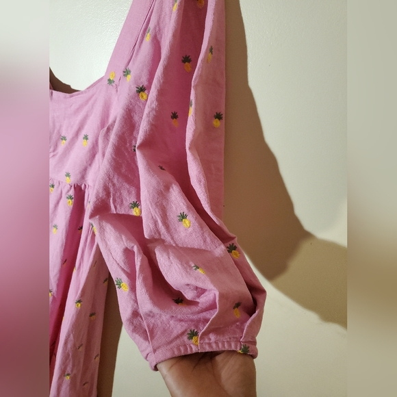 FARM RIO Embroidered Pineapples Midi Dress In Pink Size Xs - Picture 10 of 15